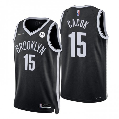 Brooklyn Nets #15 Devontae Cacok Black Mens 2021-22 75th Anniversary Diamond Swingman Jersey - Icon Edition Mens