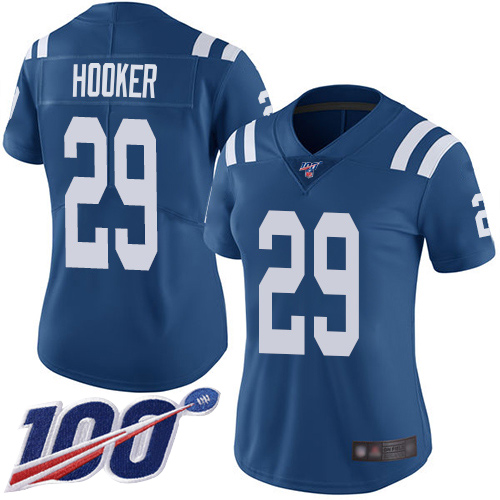 Indianapolis Colts #29 Malik Hooker Royal Blue Team Color Women's Stitched 100th Season Vapor Limited Jersey Womens