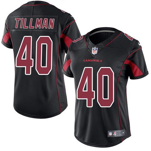 Cardinals #40 Pat Tillman Black Women's Stitched Limited Rush Jersey