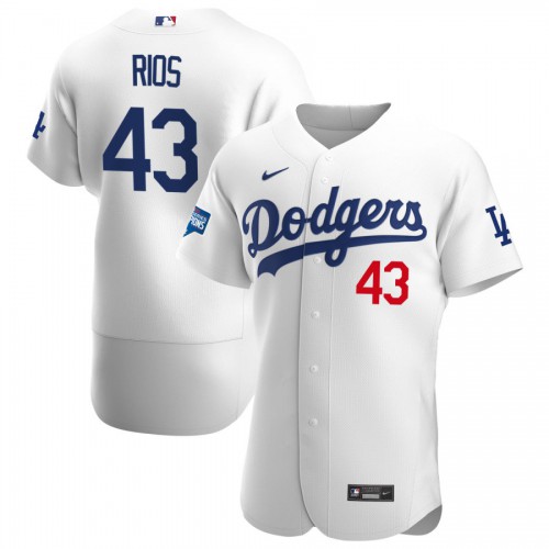 Los Angeles Los Angeles Dodgers #43 Edwin Rios Men's White Home 2020 World Series Champions Authentic Player Jersey Men's