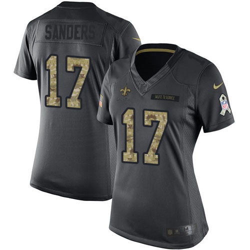 New Orleans Saints #17 Emmanuel Sanders Black Women's Stitched Limited 2016 Salute to Service Jersey Womens