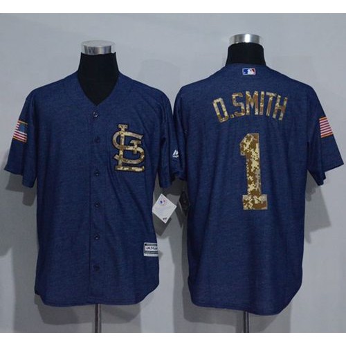 St.Louis Cardinals #1 Ozzie Smith Denim Blue Salute to Service Stitched Jersey Men's