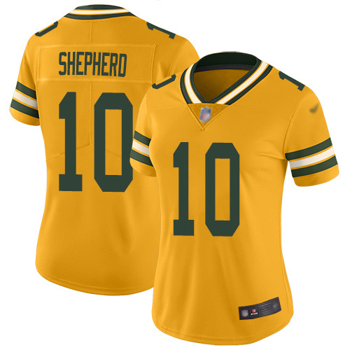 Green Bay Packers #10 Darrius Shepherd Gold Women's Stitched Limited Inverted Legend Jersey Womens