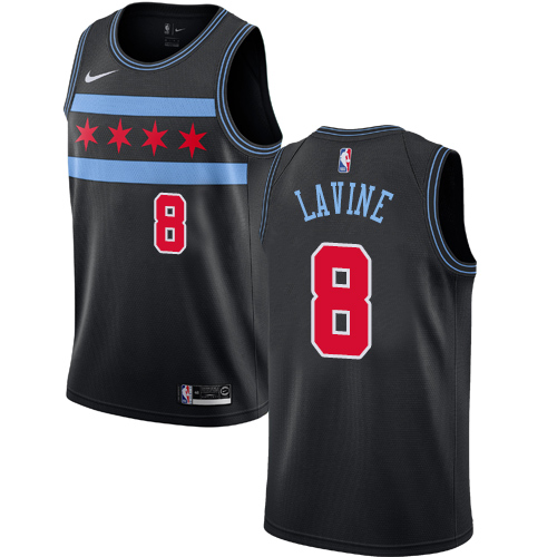 Chicago Bulls #8 Zach LaVine Black Swingman City Edition 2018/19 Jersey Mens
