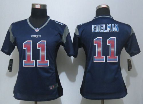 Patriots #11 Julian Edelman Navy Blue Team Color Women's Stitched Elite Strobe Jersey