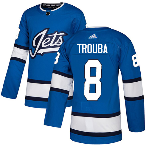 Adidas Winnipeg Jets #8 Jacob Trouba Blue Alternate Authentic Stitched Jersey Men's
