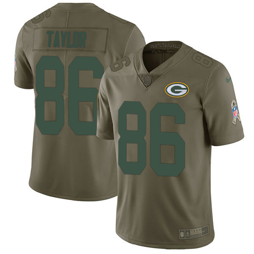 Green Bay Packers #86 Malik Taylor Olive Men's Stitched Limited 2017 Salute To Service Jersey Men's