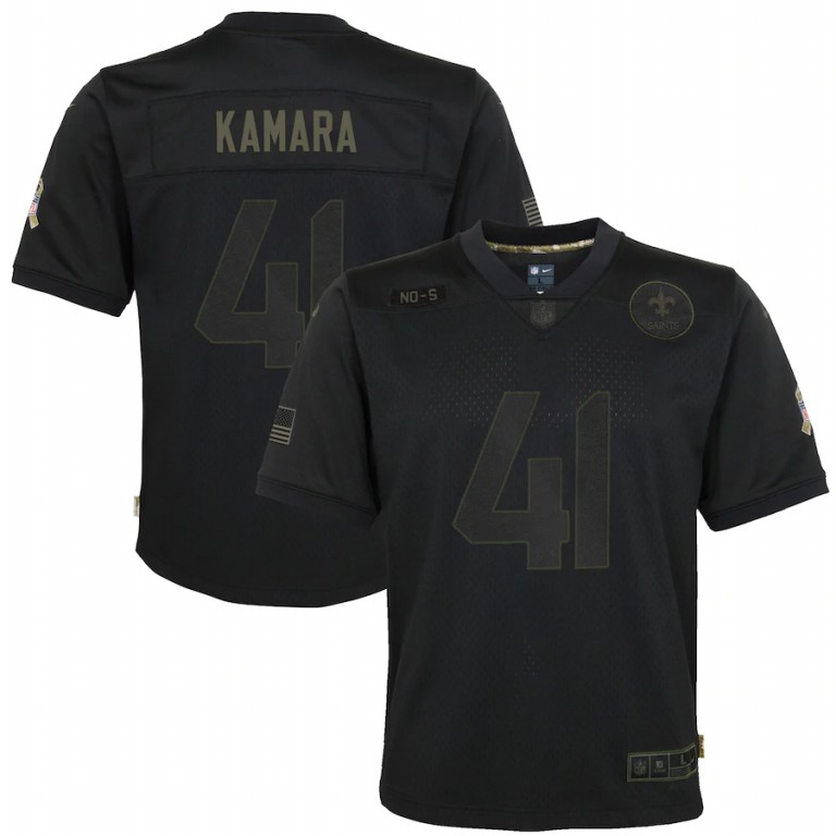 New Orleans Saints #41 Alvin Kamara Youth 2020 Salute To Service Game Jersey Black