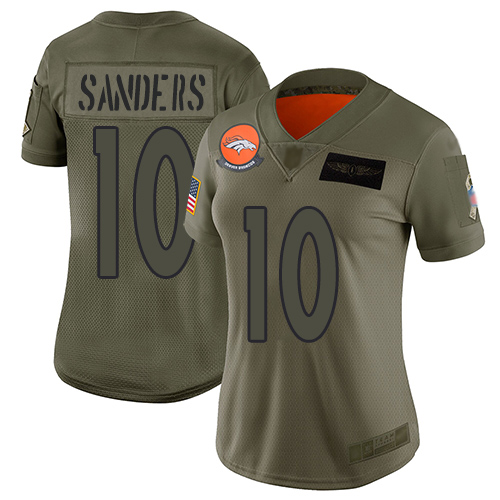 Denver Broncos #10 Emmanuel Sanders Camo Women's Stitched Limited 2019 Salute to Service Jersey Womens