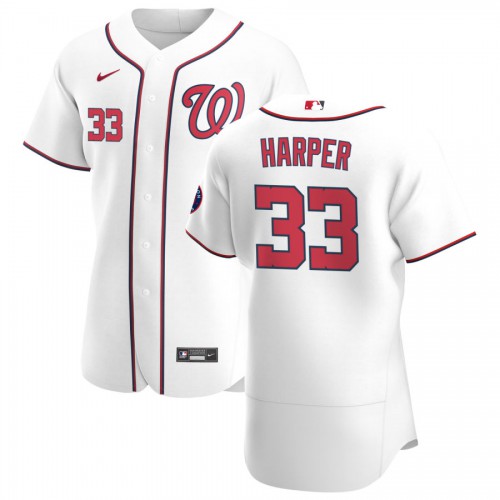 Washington Washington Nationals #33 Ryne Harper Men's White Home 2020 Authentic Player Jersey Men's