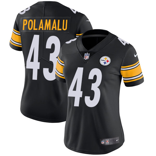 Steelers #43 Troy Polamalu Black Team Color Women's Stitched Vapor Untouchable Limited Jersey