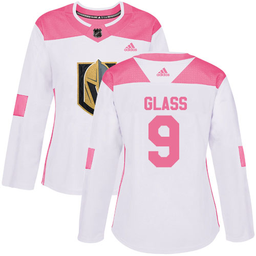 Adidas Golden Vegas Golden Knights #9 Cody Glass White/Pink Authentic Fashion Women's Stitched Jersey Womens