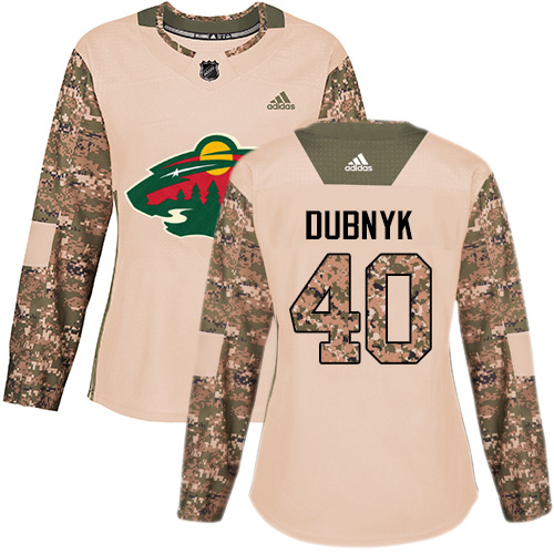 Adidas Minnesota Wild #40 Devan Dubnyk Camo Authentic 2017 Veterans Day Women's Stitched Jersey Womens