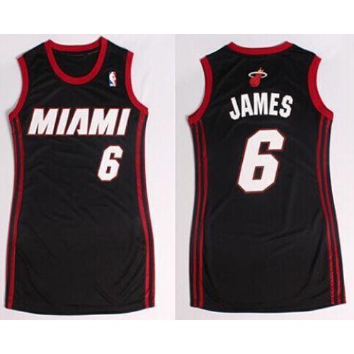 Miami Heat #6 LeBron James Black Dress Womens Stitched Jersey Womens