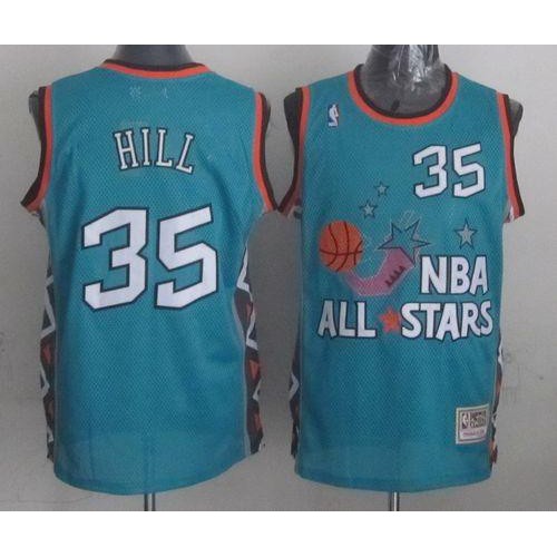 Mitchell And Ness Detroit Pistons #35 Grant Hill Light Blue 1996 All-Star Stitched Jersey Mens