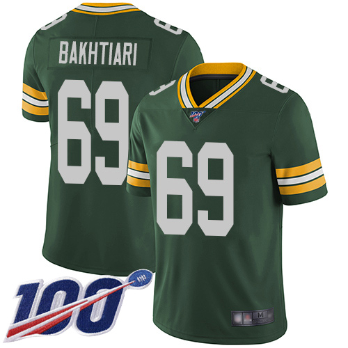 Green Bay Packers #69 David Bakhtiari Green Team Color Youth Stitched 100th Season Vapor Limited Jersey Youth