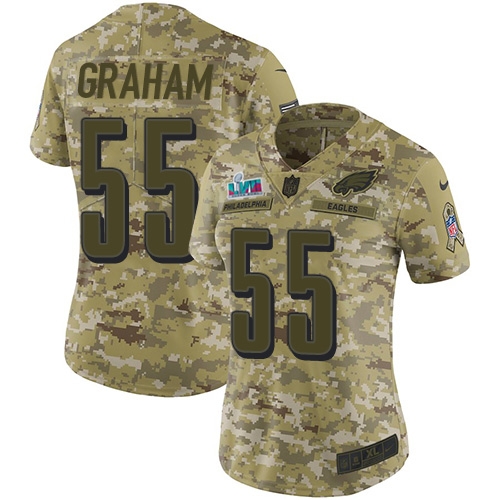Eagles #55 Brandon Graham Camo Super Bowl LVII Patch Women's Stitched Limited 2018 Salute To Service Jersey