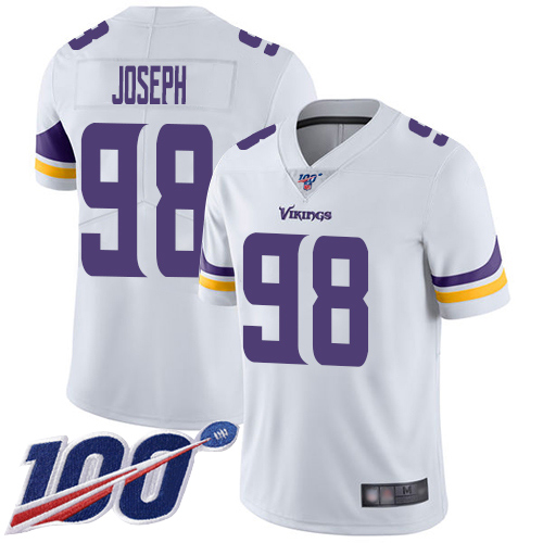 Minnesota Vikings #98 Linval Joseph White Men's Stitched 100th Season Vapor Limited Jersey Men's