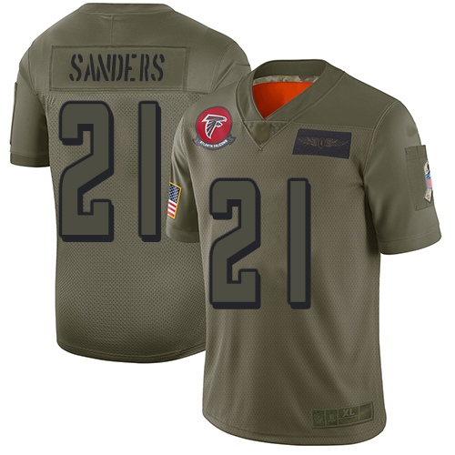 Atlanta Falcons #21 Deion Sanders Camo Men's Stitched Limited 2019 Salute To Service Jersey Men's