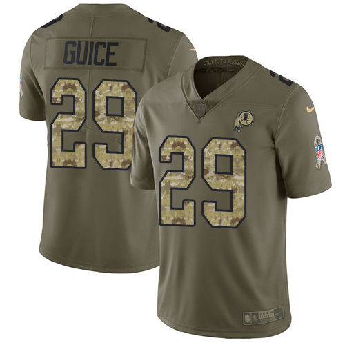 Washington Commanders #29 Derrius Guice Olive/Camo Youth Stitched Limited 2017 Salute to Service Jersey Youth