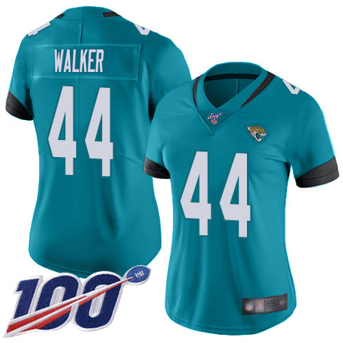 Jaguars #44 Travon Walker Teal Green Alternate Women's Stitched 100th Season Vapor Untouchable Limited Jersey