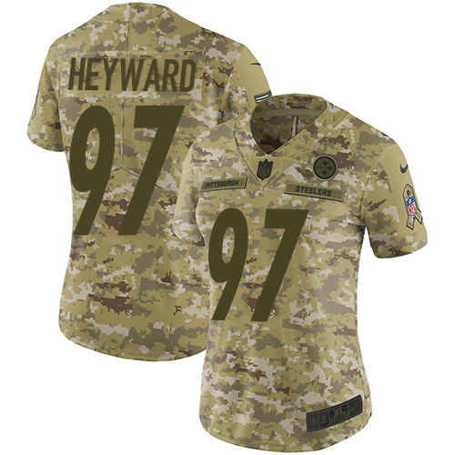Pittsburgh Steelers #97 Cameron Heyward Camo Women's Stitched Limited 2018 Salute to Service Jersey Womens