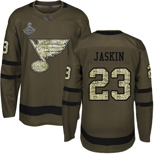 Adidas St. Louis Blues #23 Dmitrij Jaskin Green Salute to Service Stanley Cup Champions Stitched Jersey Men's