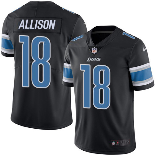 Detroit Lions #18 Geronimo Allison Black Youth Stitched Limited Rush Jersey Youth
