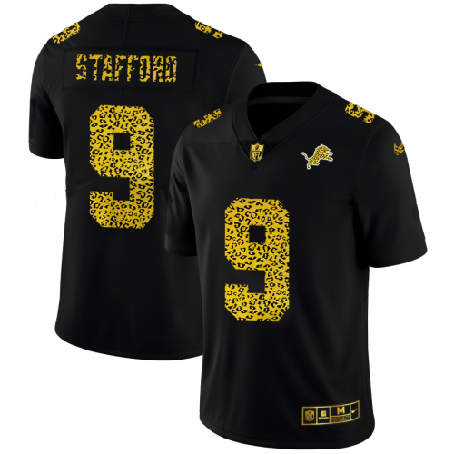Detroit Detroit Lions #9 Matthew Stafford Men's Leopard Print Fashion Vapor Limited Jersey Black Men's