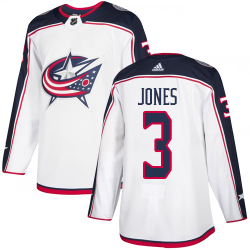 Adidas Columbus Blue Jackets #3 Seth Jones White Road Authentic Stitched Jersey Men's