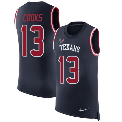 Texans #13 Brandin Cooks Navy Blue Team Color Men's Stitched Limited Rush Tank Top Jersey