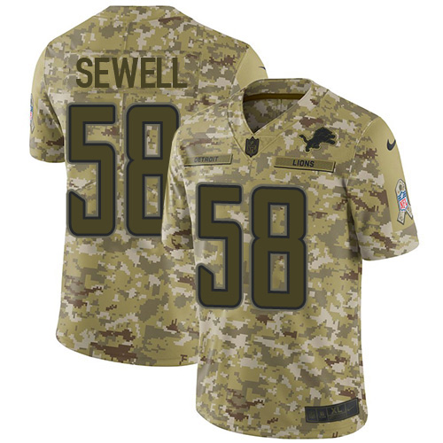 Detroit Detroit Lions #58 Penei Sewell Camo Youth Stitched Limited 2018 Salute To Service Jersey Youth