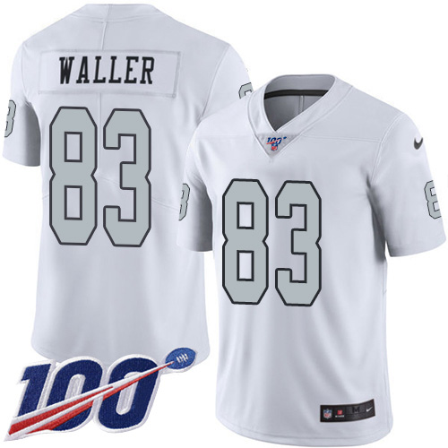 Raiders #83 Darren Waller White Men's Stitched Limited Rush 100th Season Jersey