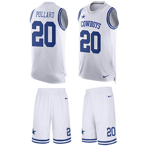 Cowboys #20 Tony Pollard White Men's Stitched Limited Tank Top Suit Jersey