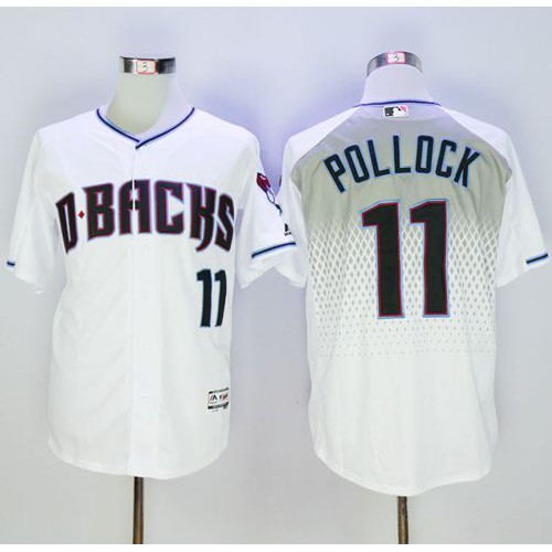 Arizona Diamondbacks #11 A. J. Pollock White/Capri New Cool Base Stitched Jersey Men's