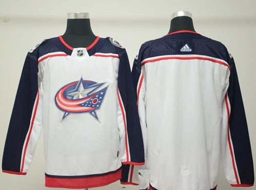 Adidas Blue Jackets Blank White Road Authentic Stitched Jersey