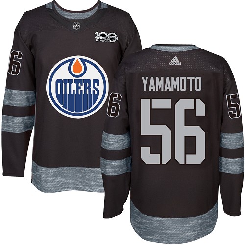 Adidas Edmonton Oilers #56 Kailer Yamamoto Black 1917-2017 100th Anniversary Stitched Jersey Men's