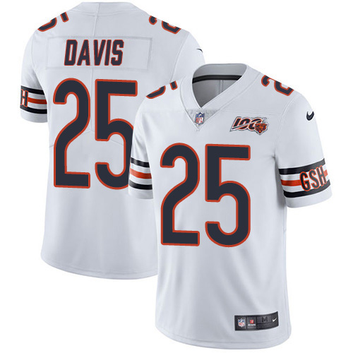 Chicago Bears #25 Mike Davis White Men's 100th Season Stitched Vapor Untouchable Limited Jersey Men's