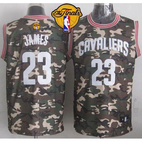 Cleveland Cavaliers #23 LeBron James Camo Stealth Collection The Finals Patch Stitched Jersey Mens
