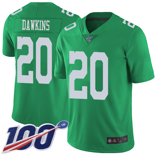Eagles #20 Brian Dawkins Green Men's Stitched Limited Rush 100th Season Jersey