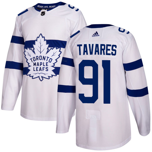Adidas Maple Toronto Maple Leafs #91 John Tavares White Authentic 2018 Stadium Series Stitched Jersey Men's