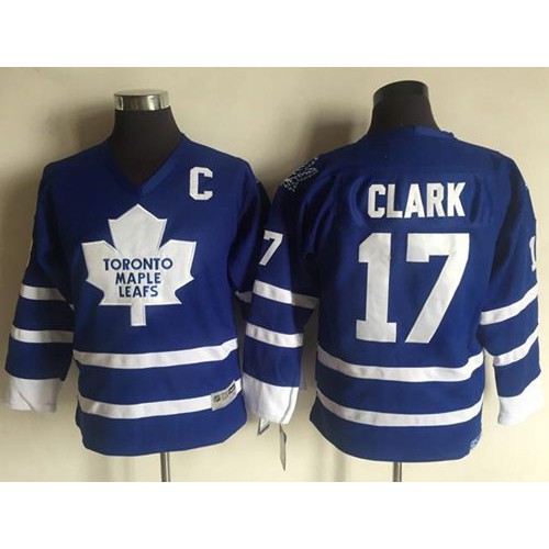 Maple Toronto Maple Leafs #17 Wendel Clark Blue CCM Throwback Stitched Youth Jersey Youth