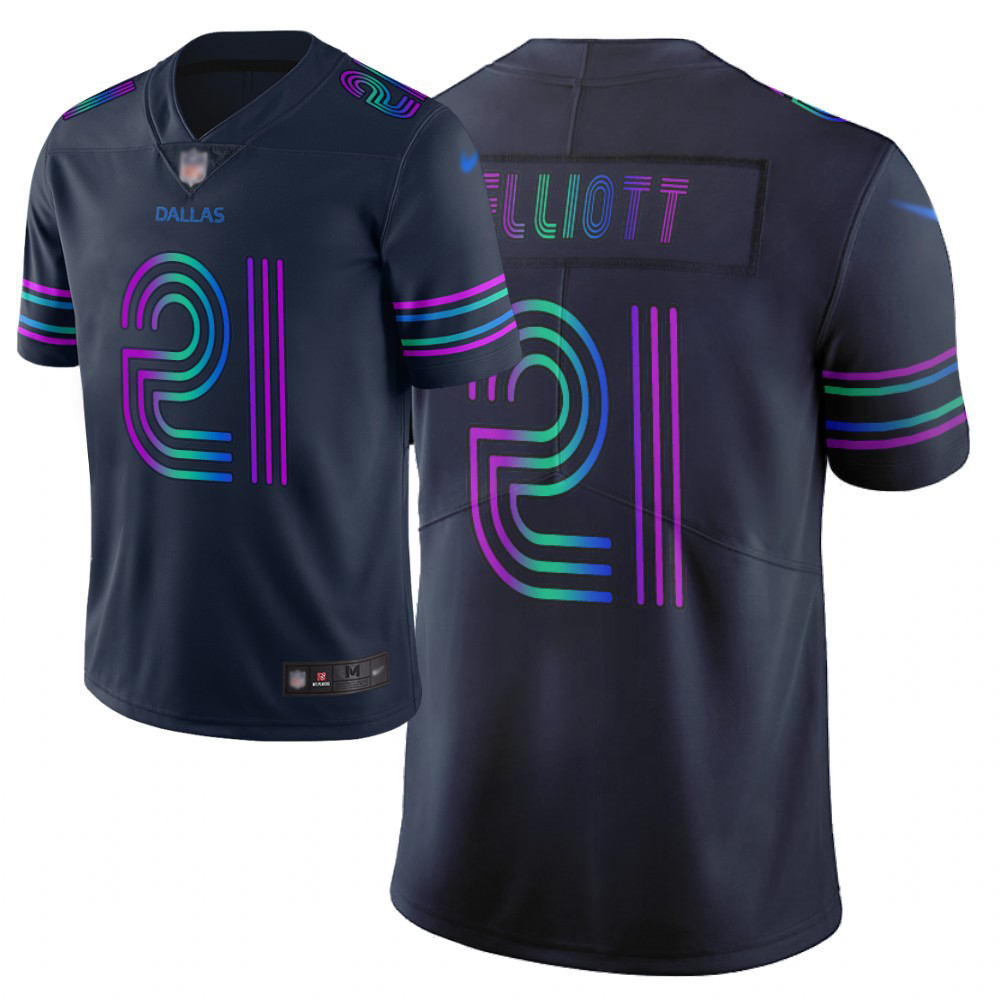Cowboys #21 Ezekiel Elliott Navy Men's Stitched Limited City Edition Jersey