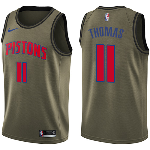 Detroit Pistons #11 Isiah Thomas Green Salute to Service Youth Swingman Jersey Youth