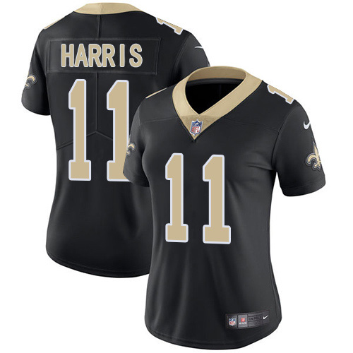New Orleans Saints #11 Deonte Harris Black Team Color Women's Stitched Vapor Untouchable Limited Jersey Womens