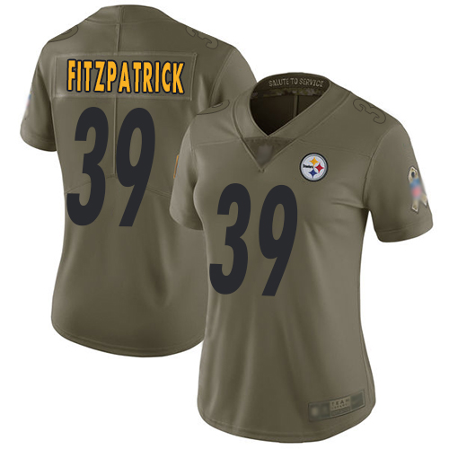 Steelers #39 Minkah Fitzpatrick Olive Women's Stitched Limited 2017 Salute To Service Jersey