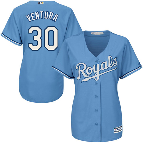 Kansas City Royals #30 Yordano Ventura Light Blue Alternate Women's Stitched Jersey Womens