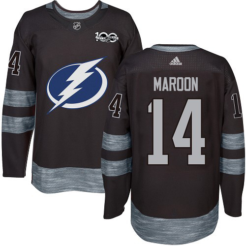 Adidas Tampa Bay Lightning #14 Pat Maroon Black 1917-2017 100th Anniversary Stitched Jersey Men's