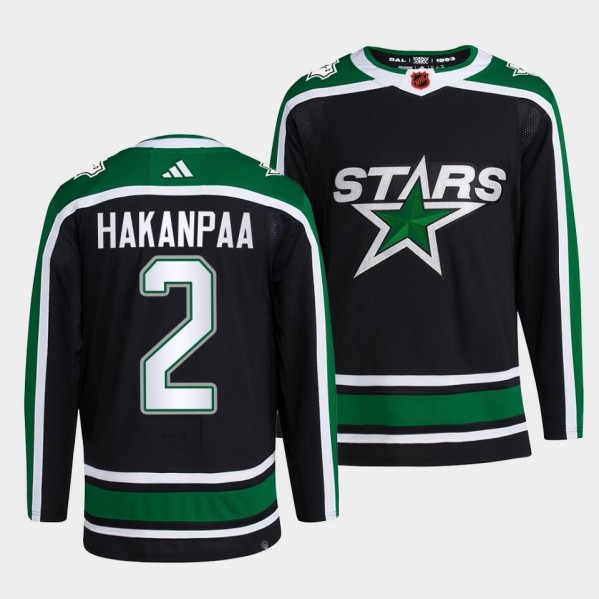 Dallas Stars #2 Jani Hakanpaa Men's Adidas Reverse Retro 2.0 Authentic Player Jersey - Black