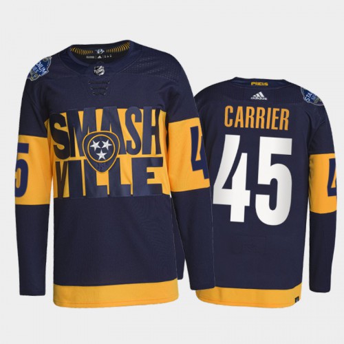 Adidas Nashville Predators #45 Alexandre Carrier Men's 2022 Stadium Series Authentic Jersey - Navy Men's